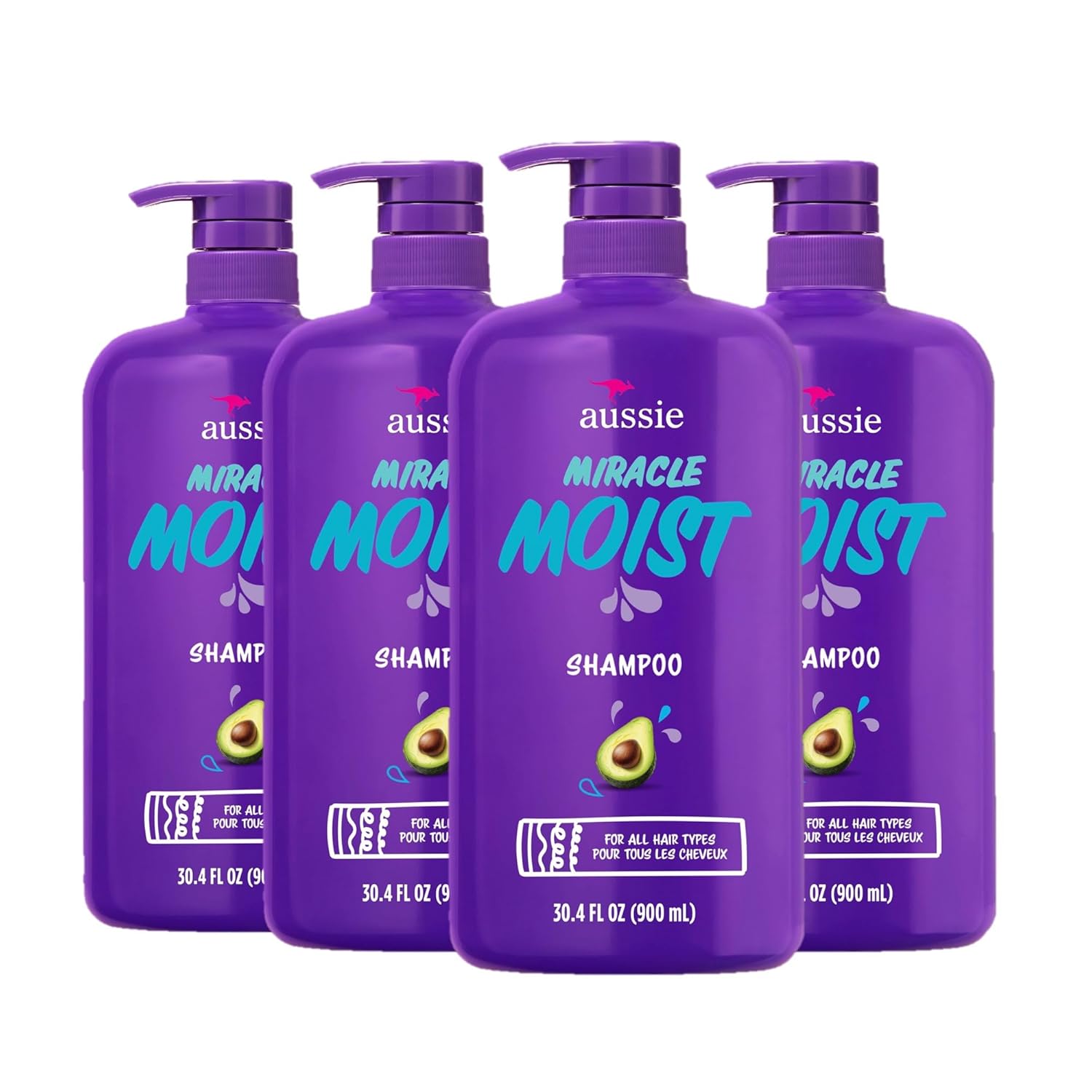 Aussie Miracle Moist Shampoo 4-Pack for Hydrated Hair