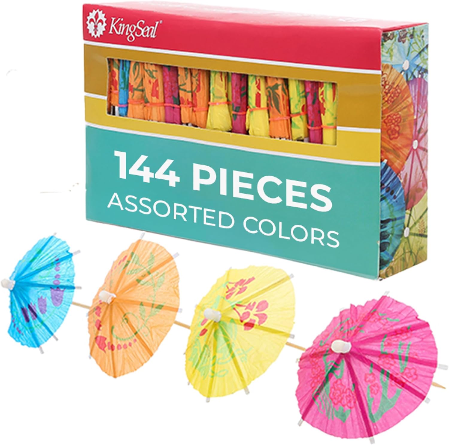 144 KingSeal Cocktail Picks, Assorted Colors - Luau Fun!