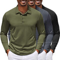 Men's Long Sleeve Polo Shirt - Moisture Wicking Golf Shirt