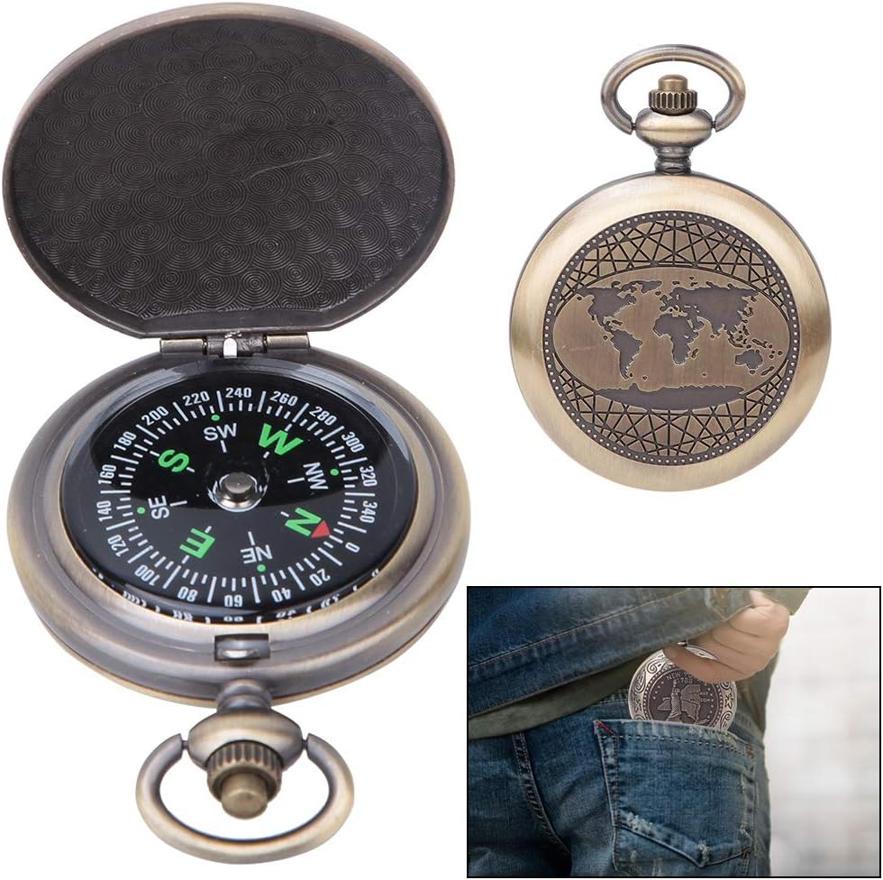 Vintage Brass Pocket Compass for Men - Outdoor Survival