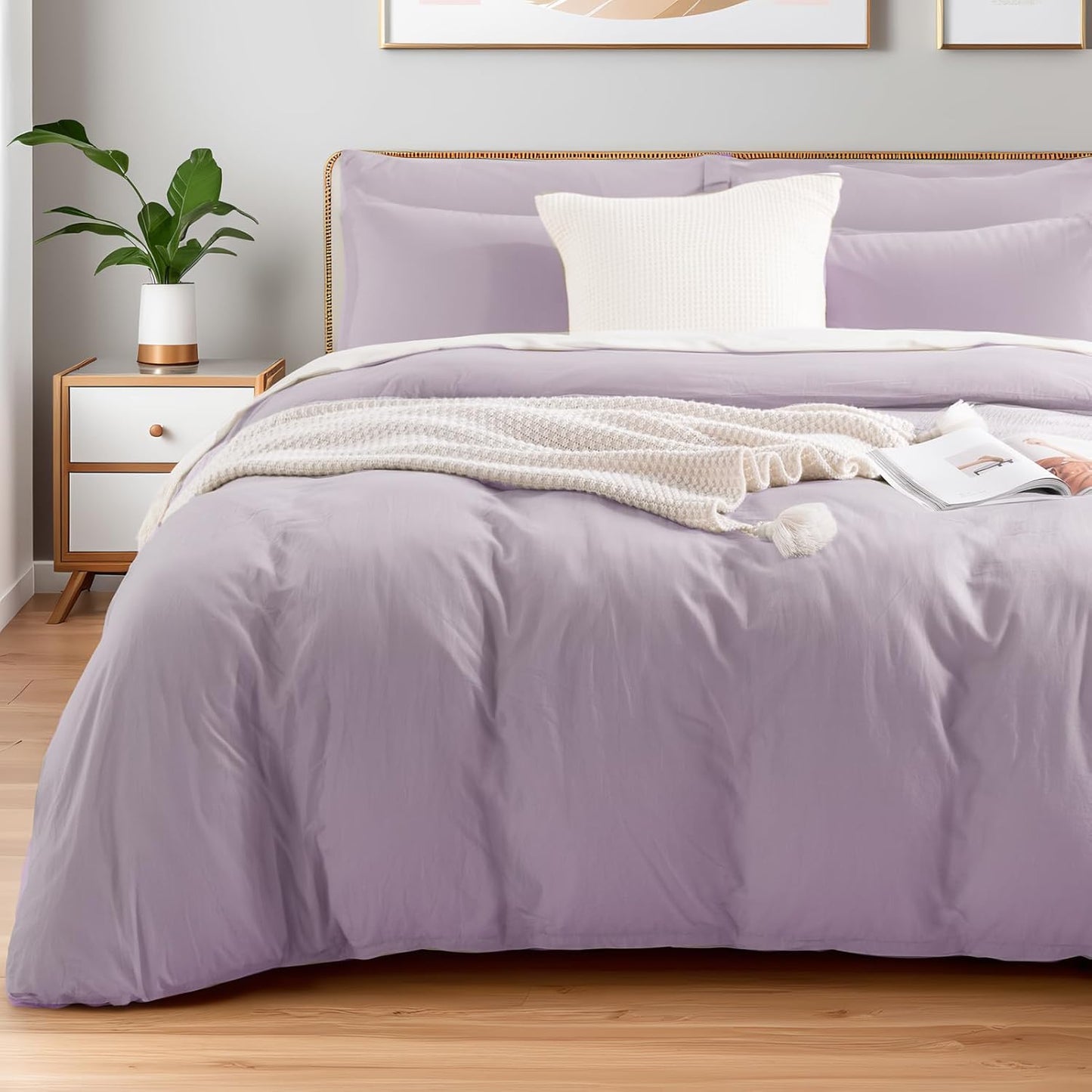 NEXHOME PRO Duvet Cover Set 100% Washed Cotton Oversized Queen