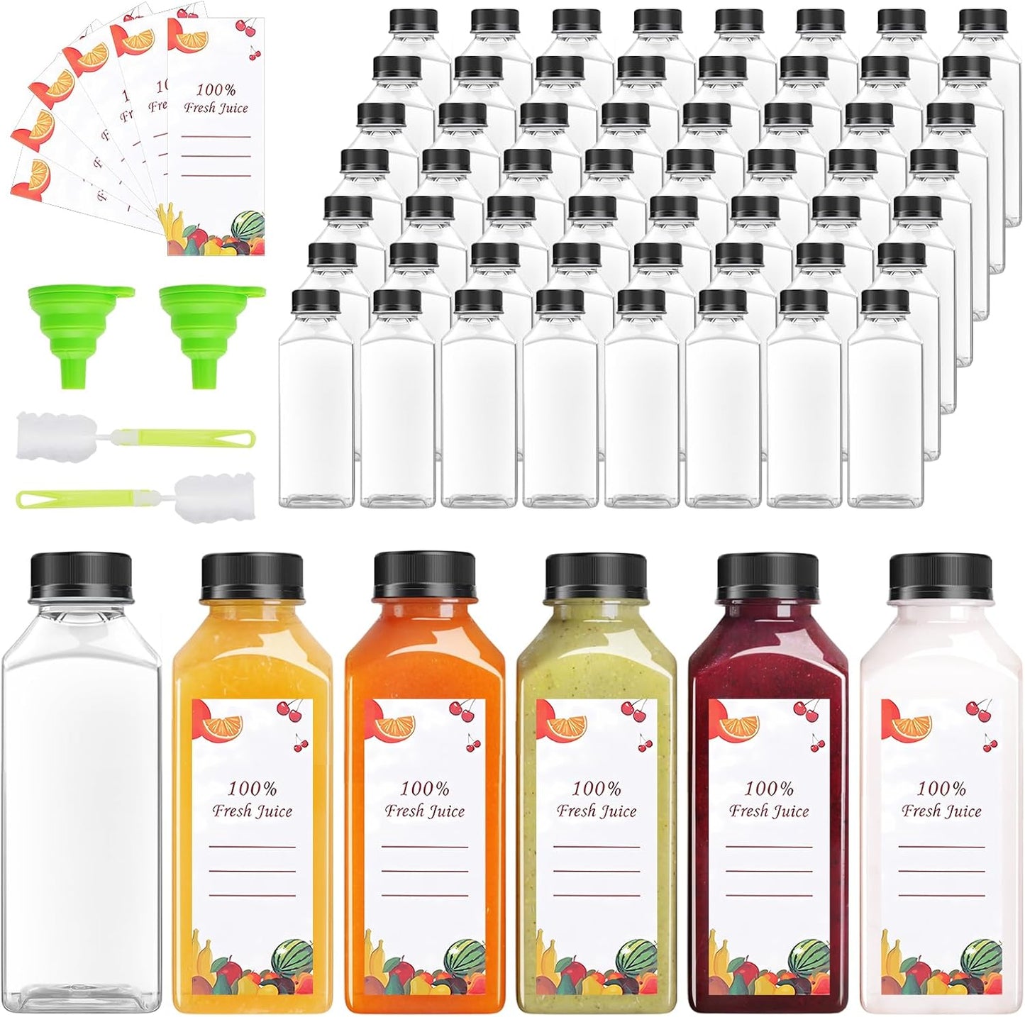 40 Pcs 12oz Juice Bottles with Caps for Smoothies and Juicing