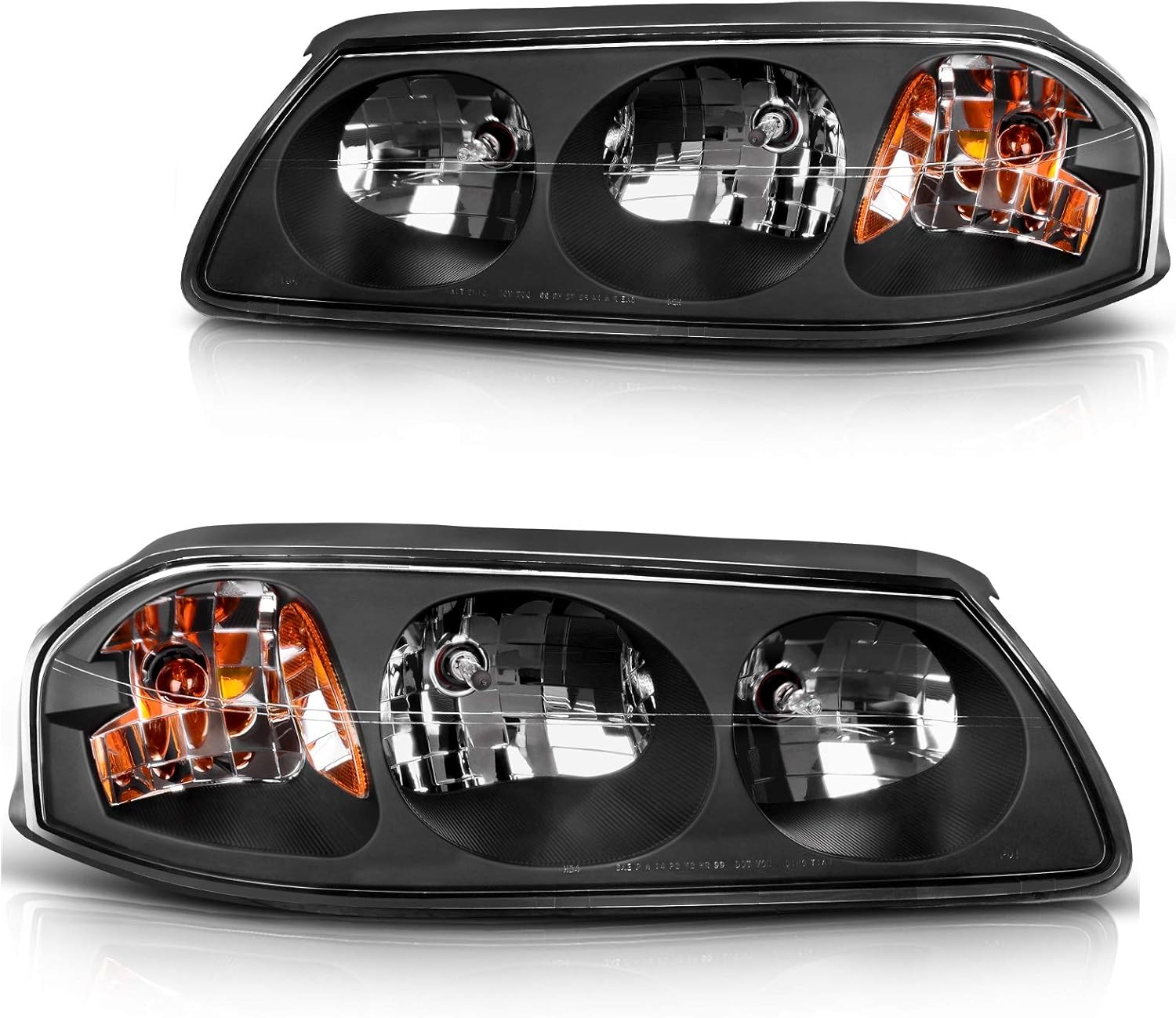 DWVO Headlight Assembly for 2000-2005 Chevy Impala - Black Housing