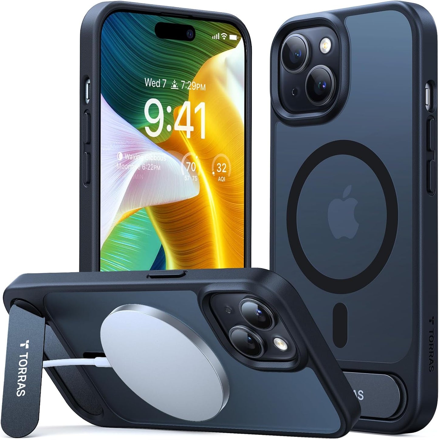 TORRAS iPhone 15 Plus Case with Strong Magnetic Stand & Protection