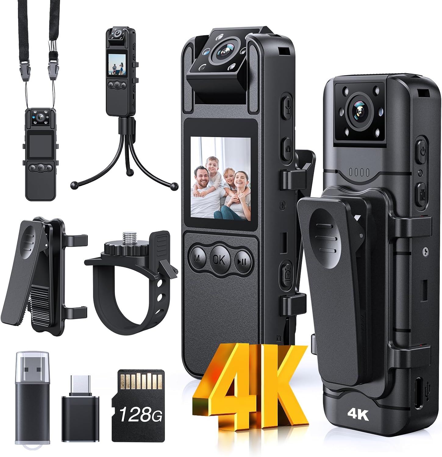 Z11 4K Body Camera with Night Vision and 180 Rotating Lens