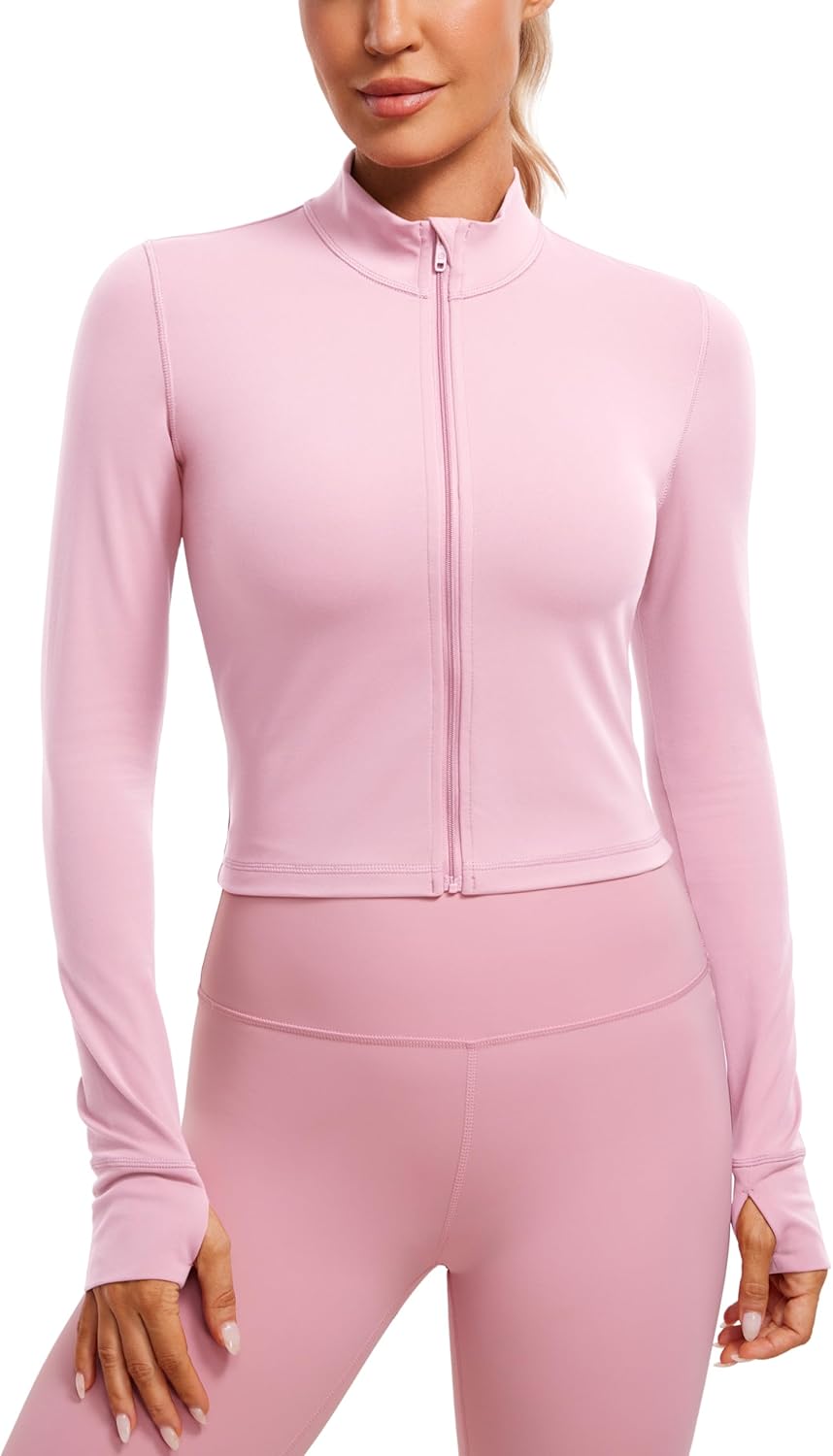 CRZ YOGA Womens Butterluxe Full Zip Cropped Workout Jacket