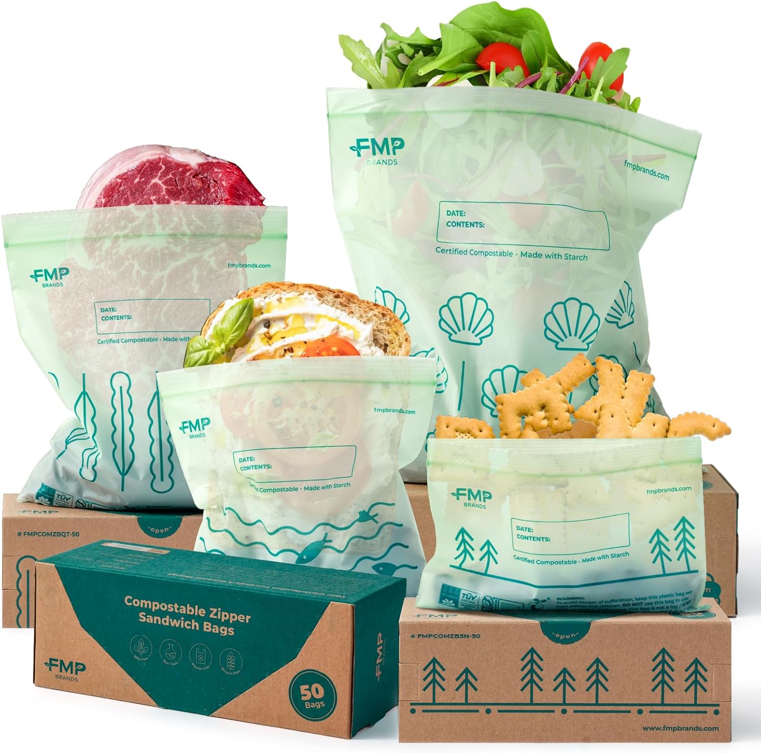 Compostable Food Storage Bags Set for Eco-Friendly Meal Prep