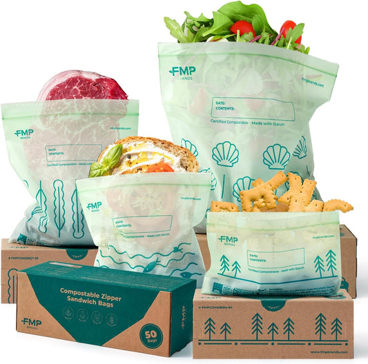 Compostable Food Storage Bags Set for Eco-Friendly Meal Prep