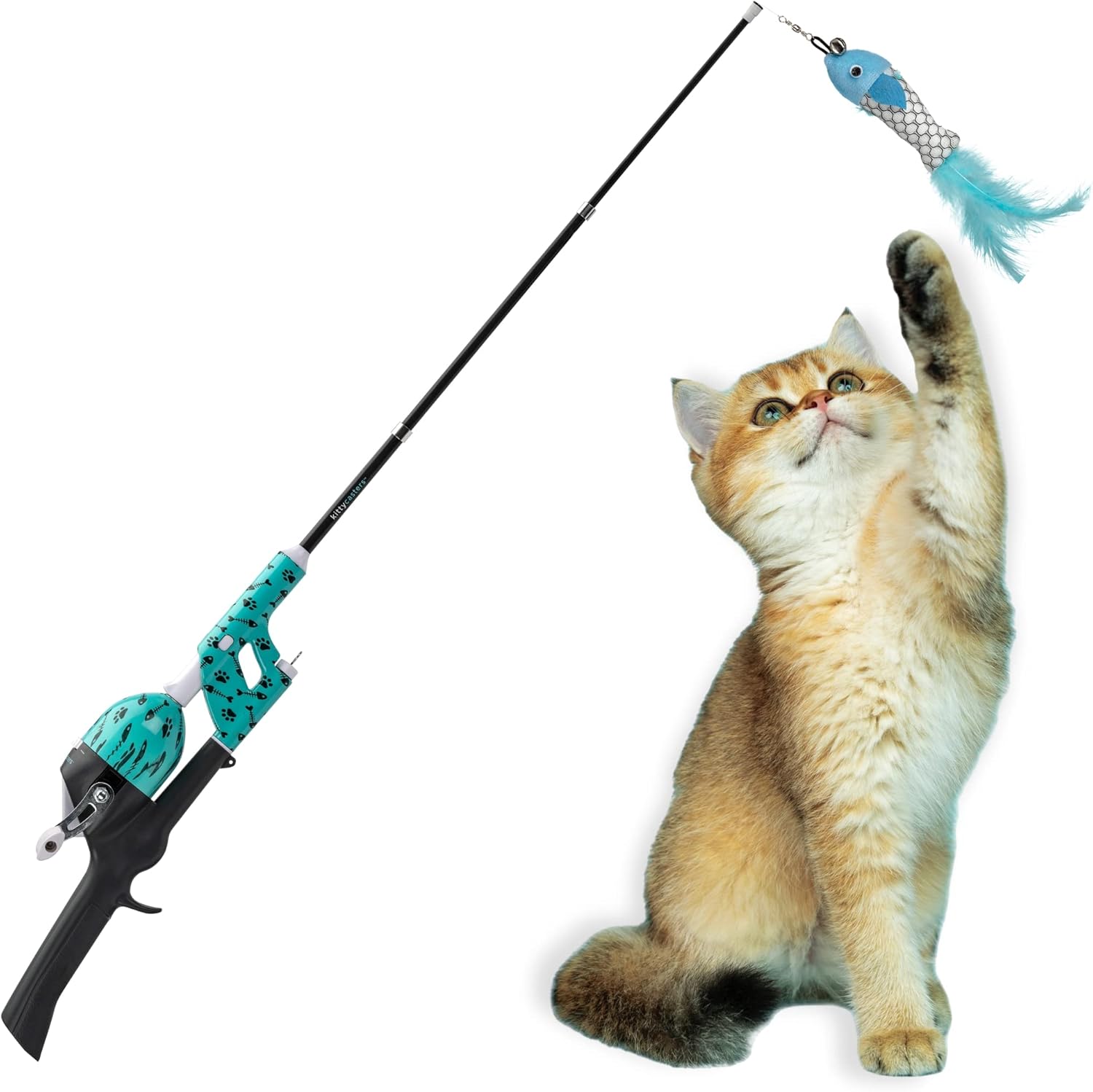 Cat Caster Fishing Pole Toy for Interactive Fun with Cats