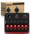 Nilight 6 Gang ON Off Rocker Switch Panel with Voltmeter - Vehicle