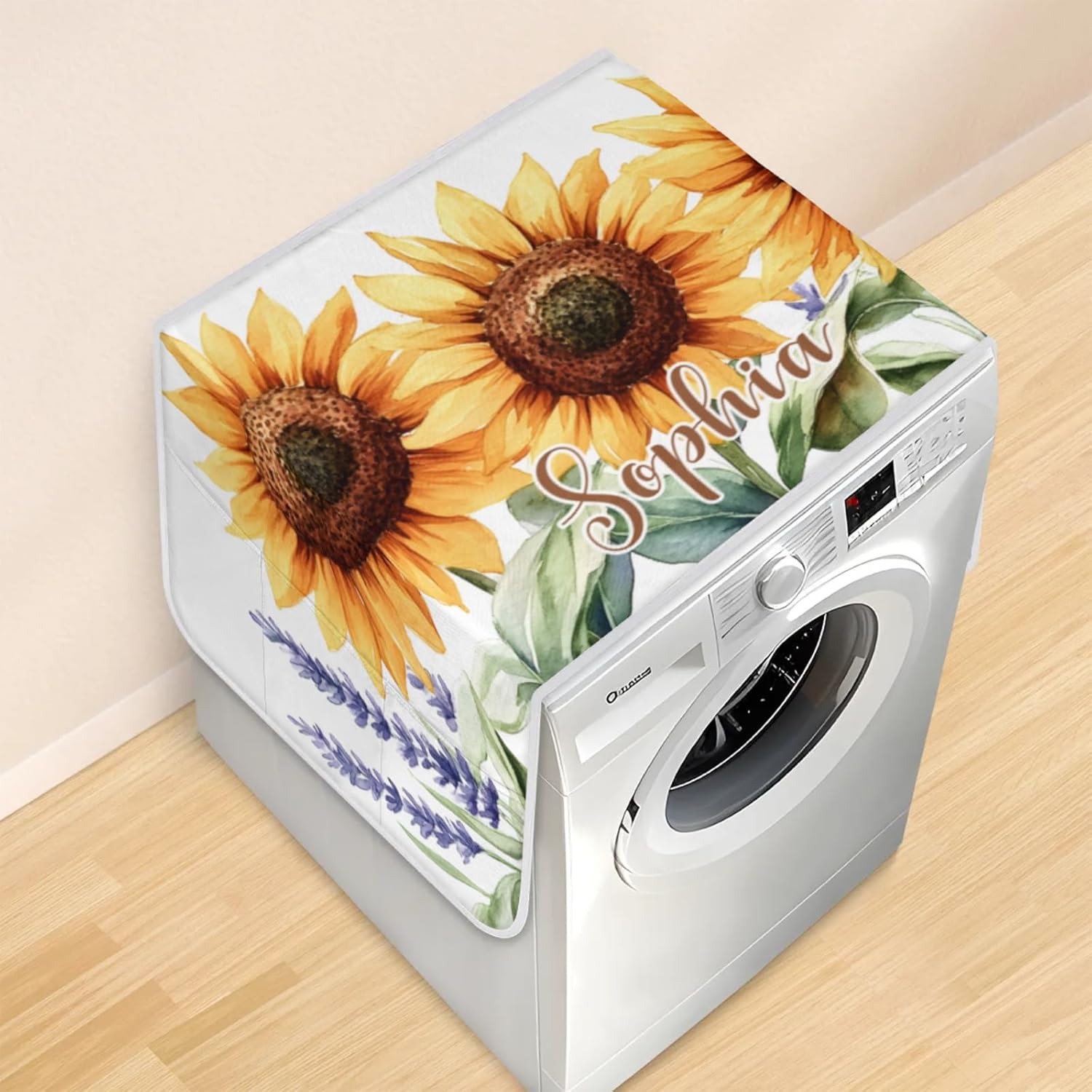 Custom Sunflower Washer & Dryer Cover with Pockets by Huoxingcun