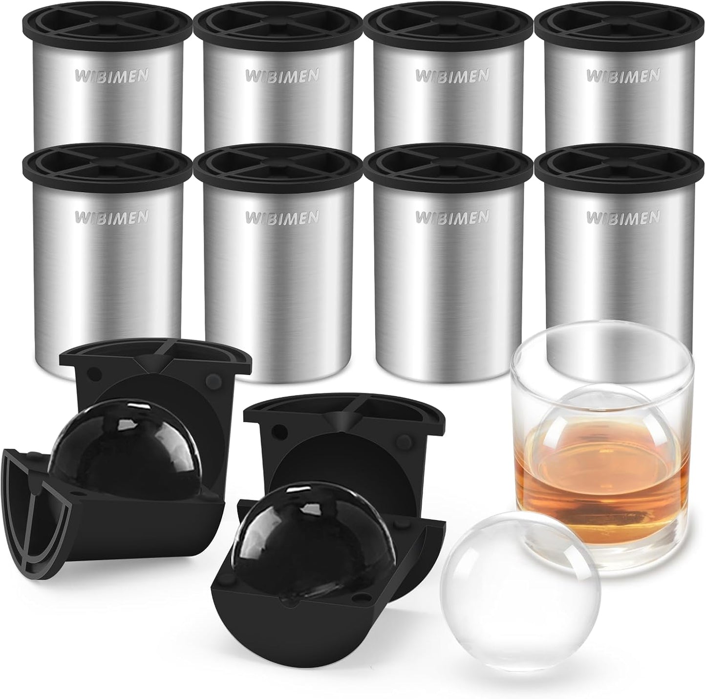 WIBIMEN Clear Ice Cube Maker - 2.5 Inch Ball for Cocktails