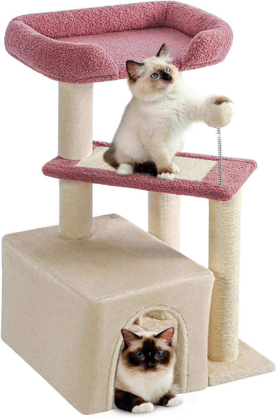 Made4Pets Pink Cat Tree for Indoor Cats with Scratching Post