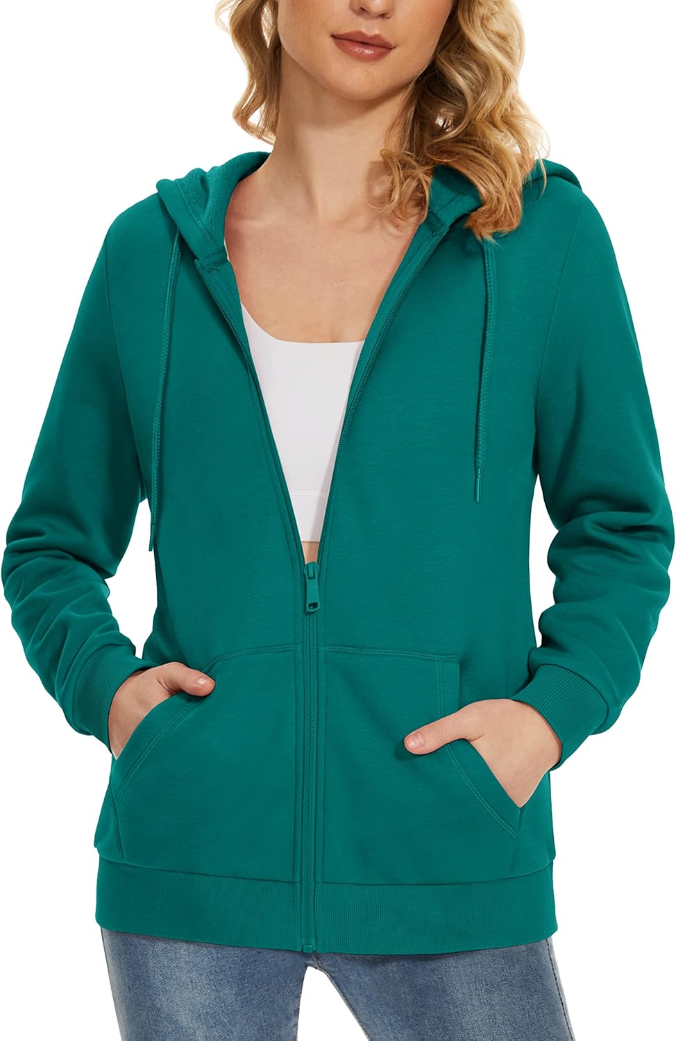 MAGCOMSEN Women's Fleece Lined Zip Up Hoodies for Comfort