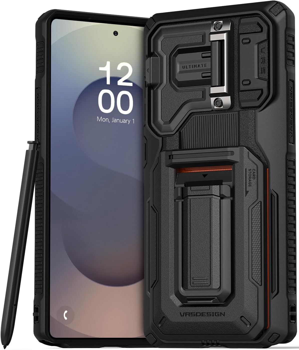 Rugged Wallet Case for Galaxy S25 Ultra with Kickstand & Cover