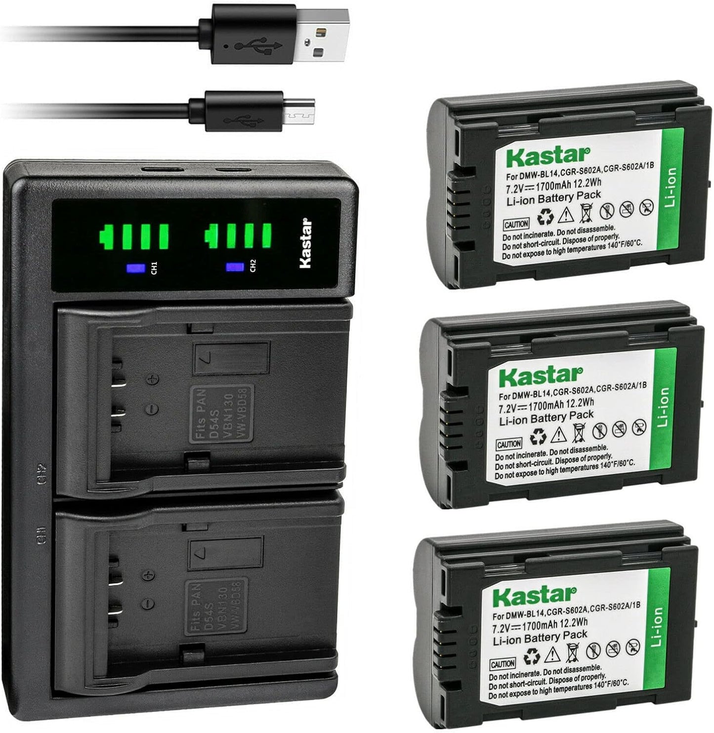 Kastar 3-Pack Battery and USB Charger for Leica Cameras