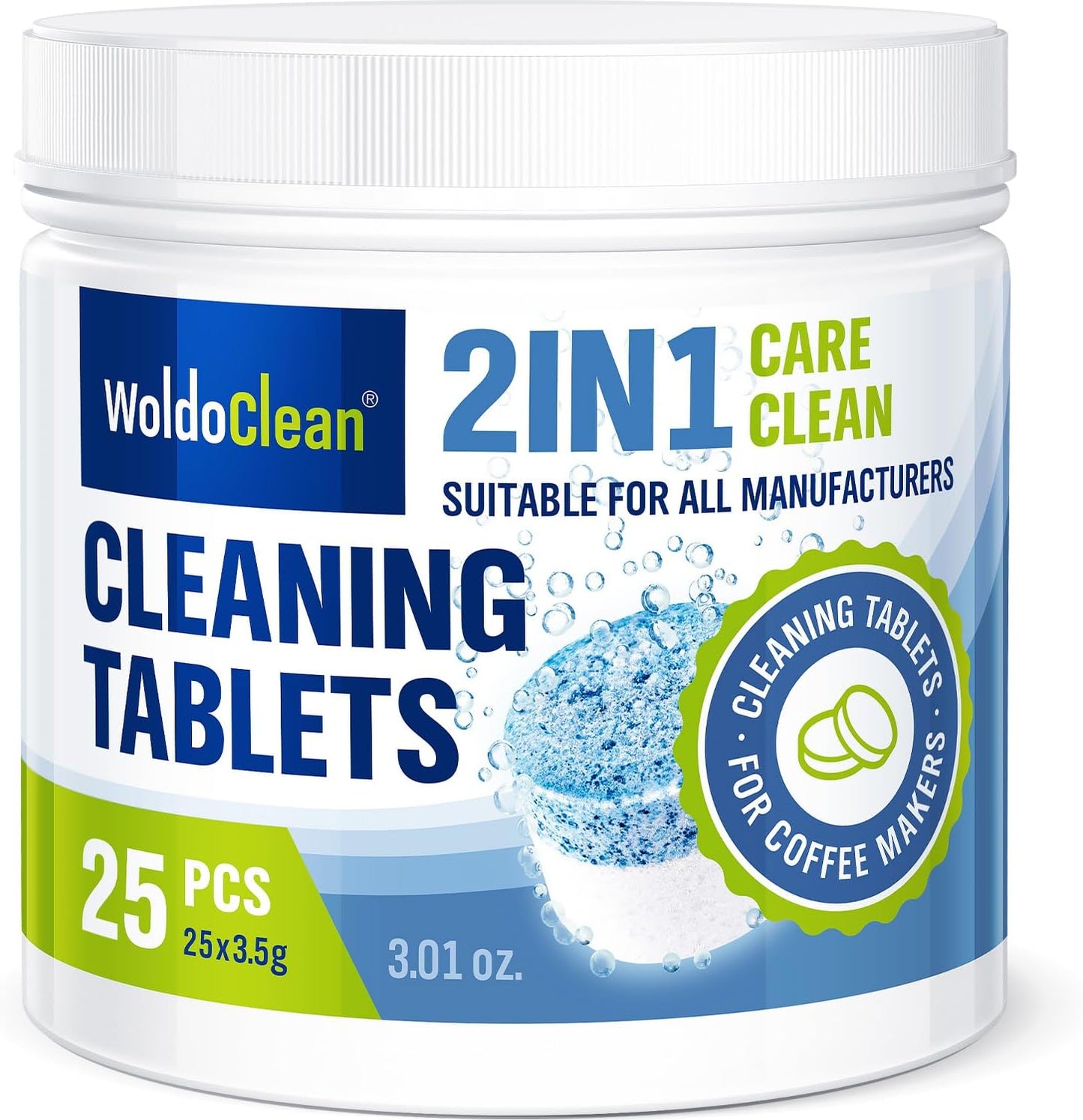 WoldoClean 2-Phase Espresso Machine Cleaning Tabs - 25 Tablets