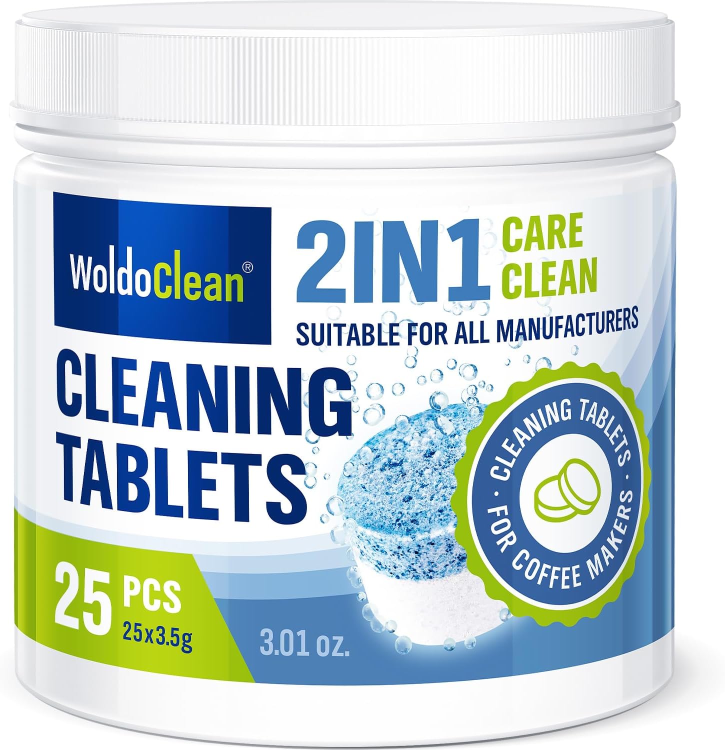 WoldoClean 2-Phase Espresso Machine Cleaning Tabs - 25 Tablets