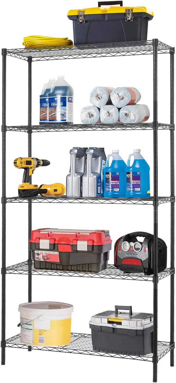 BestOffice 5-Shelf Adjustable Storage Shelves Wire Shelving Unit