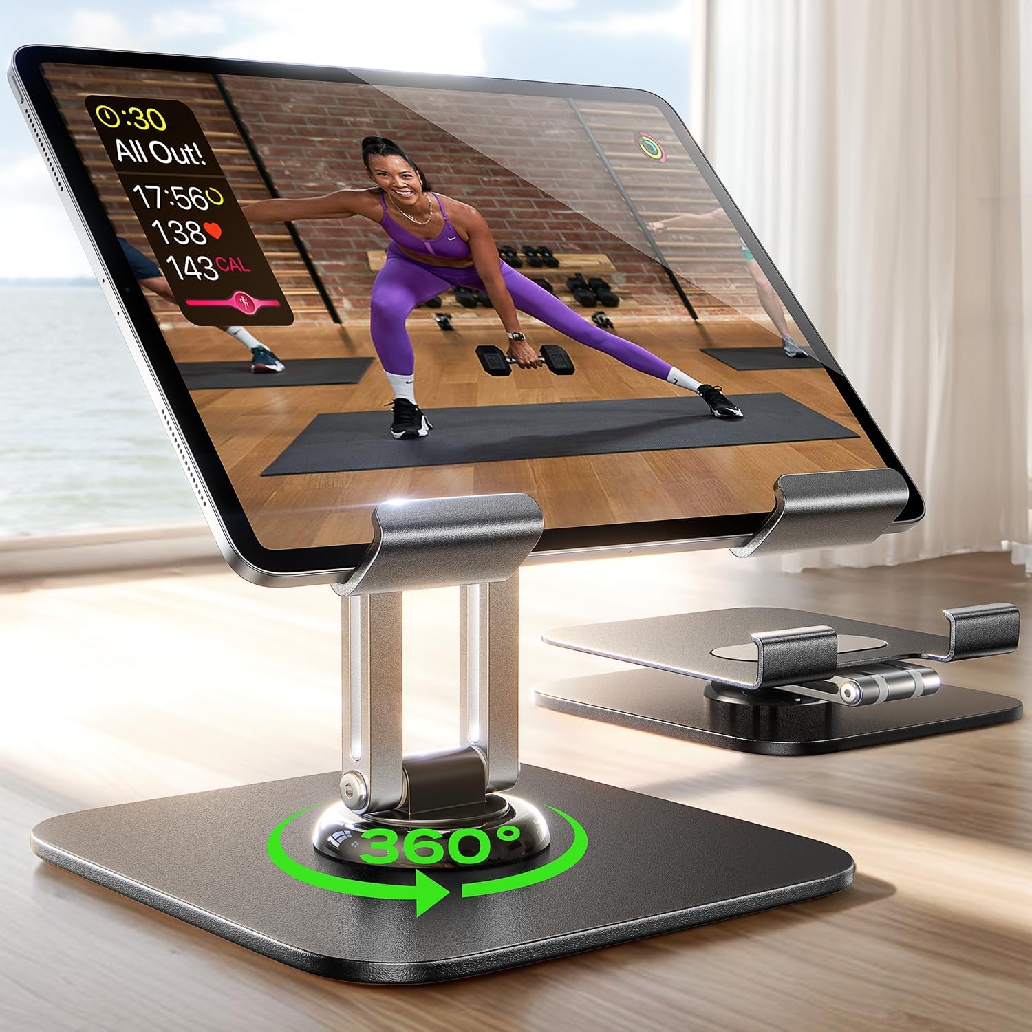 LISEN Adjustable iPad Stand - Rotating Display for Ultimate Desk Organization!