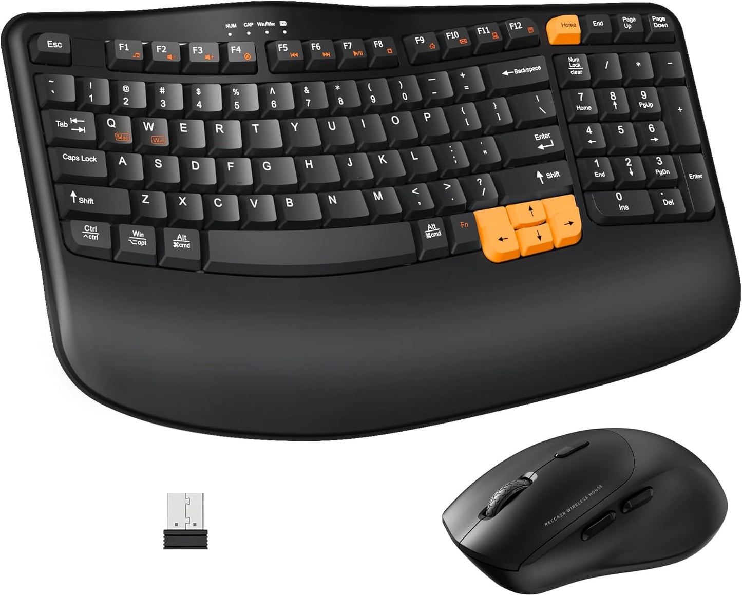 RECCAZR Wireless Keyboard and Mouse Combo for Comfort