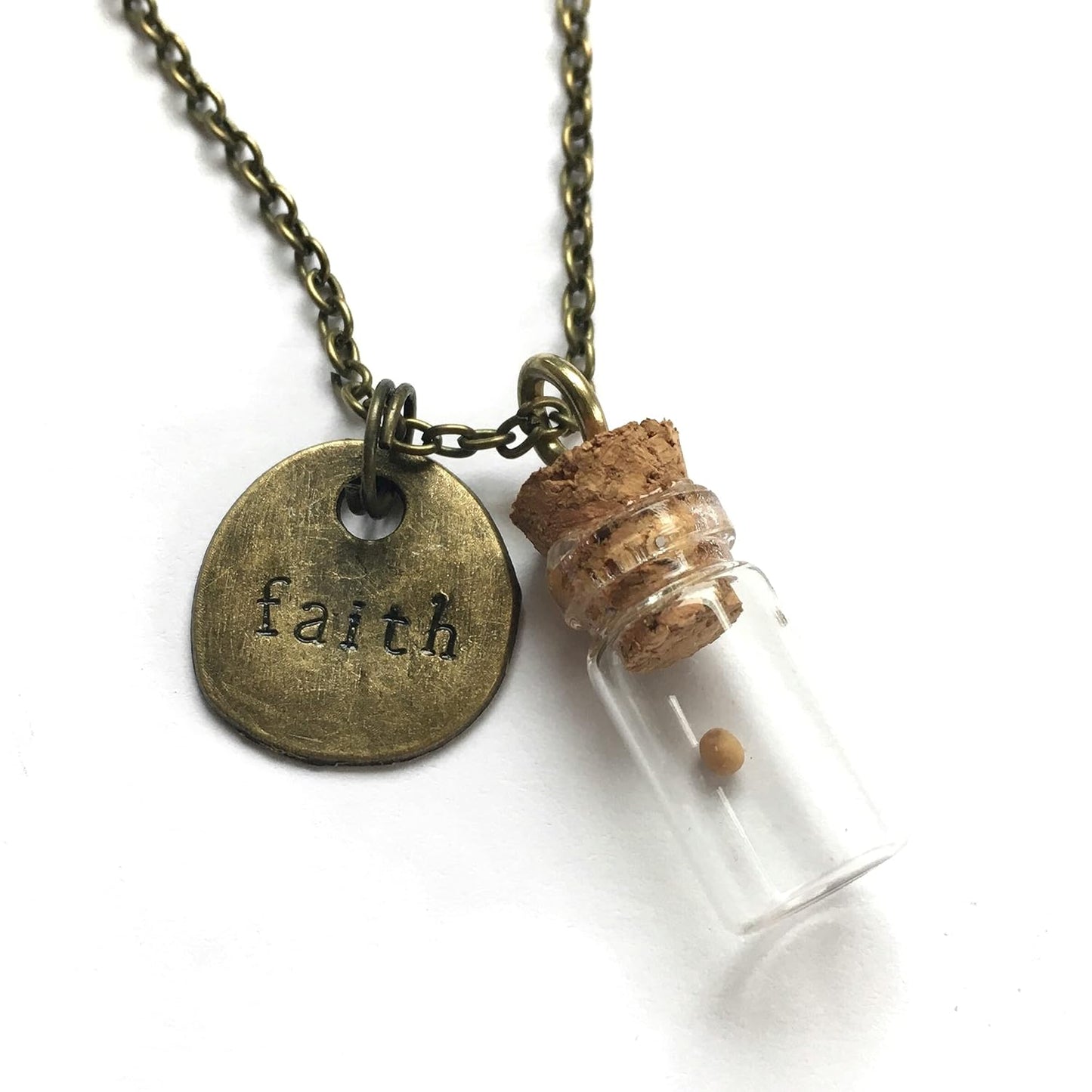 Mustard Seed Faith Bottle Necklace - Unique Christian Jewelry Gift