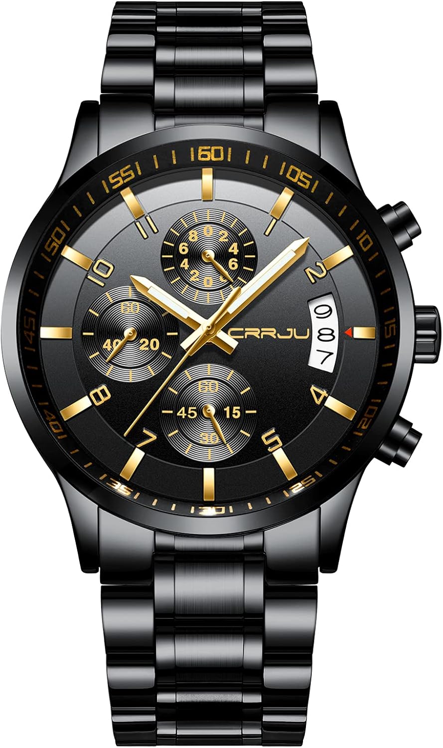 CRRJU Stainless Steel Chronograph: Date Waterproof