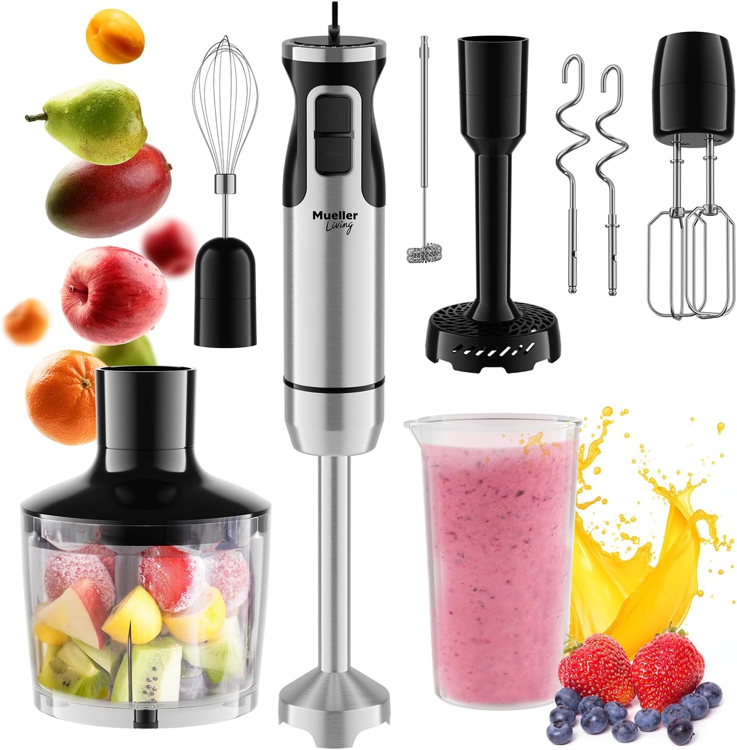 Mueller 8-Speed Hand Blender Set - Multi-Functional Kitchen Powerhouse