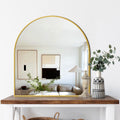 Bathroom Vanity Mirror 32x30 Arched Metal Frame - Gold