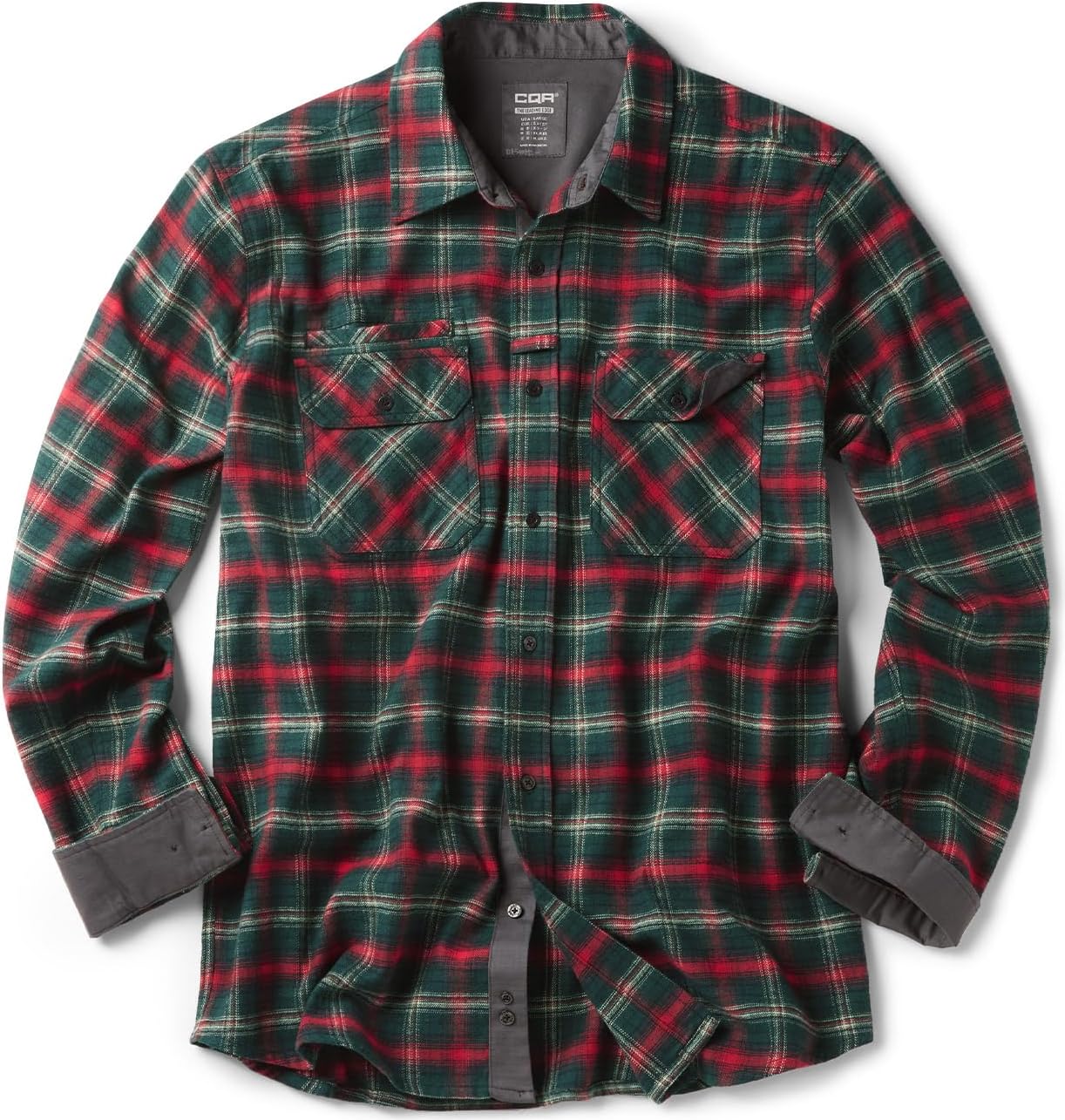 CQR Men's 100% Cotton Flannel Shirts for Casual Outdoor Wear