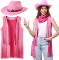 Women's Western Wear Set with Cowgirl Tassel Vest and Hat