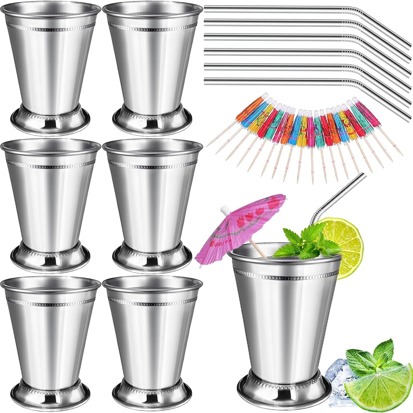 LAIAMER: 6-Piece Beaded Mint Julep Set for Stylish Sipping