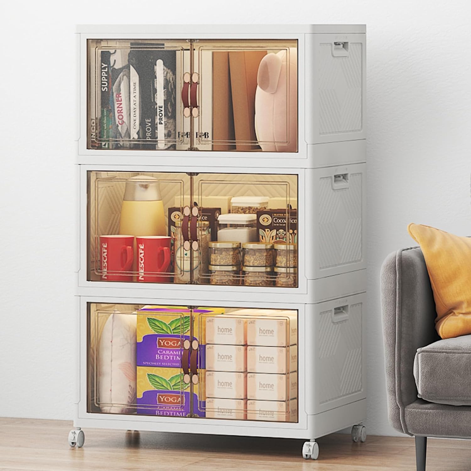 Stackable Storage Bins with Lids for Home and Office Use