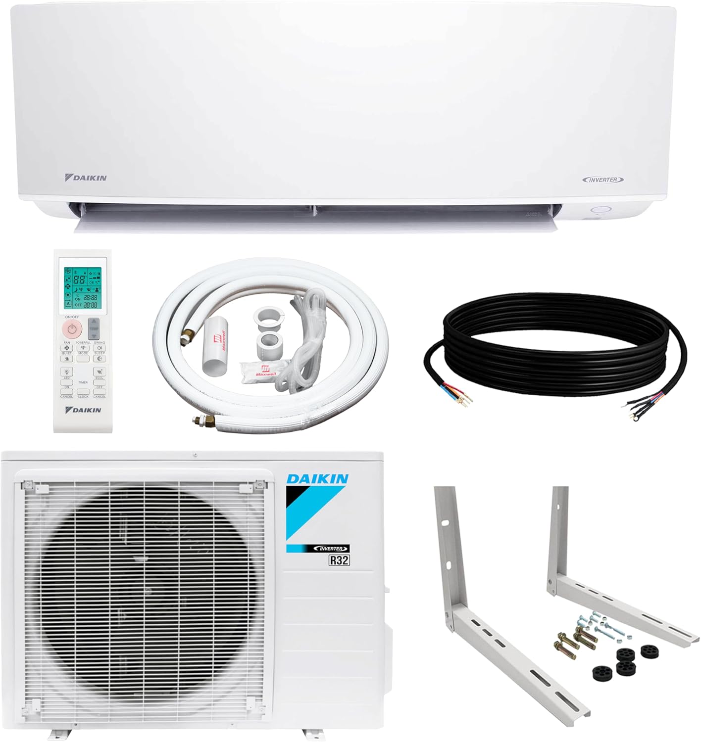 Efficient Daikin 9k BTU Mini Split Heat Pump w/Installation Kit