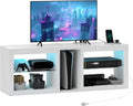 Modern TV Stand with LED Lights and Power Outlets - High Gloss 55in TV