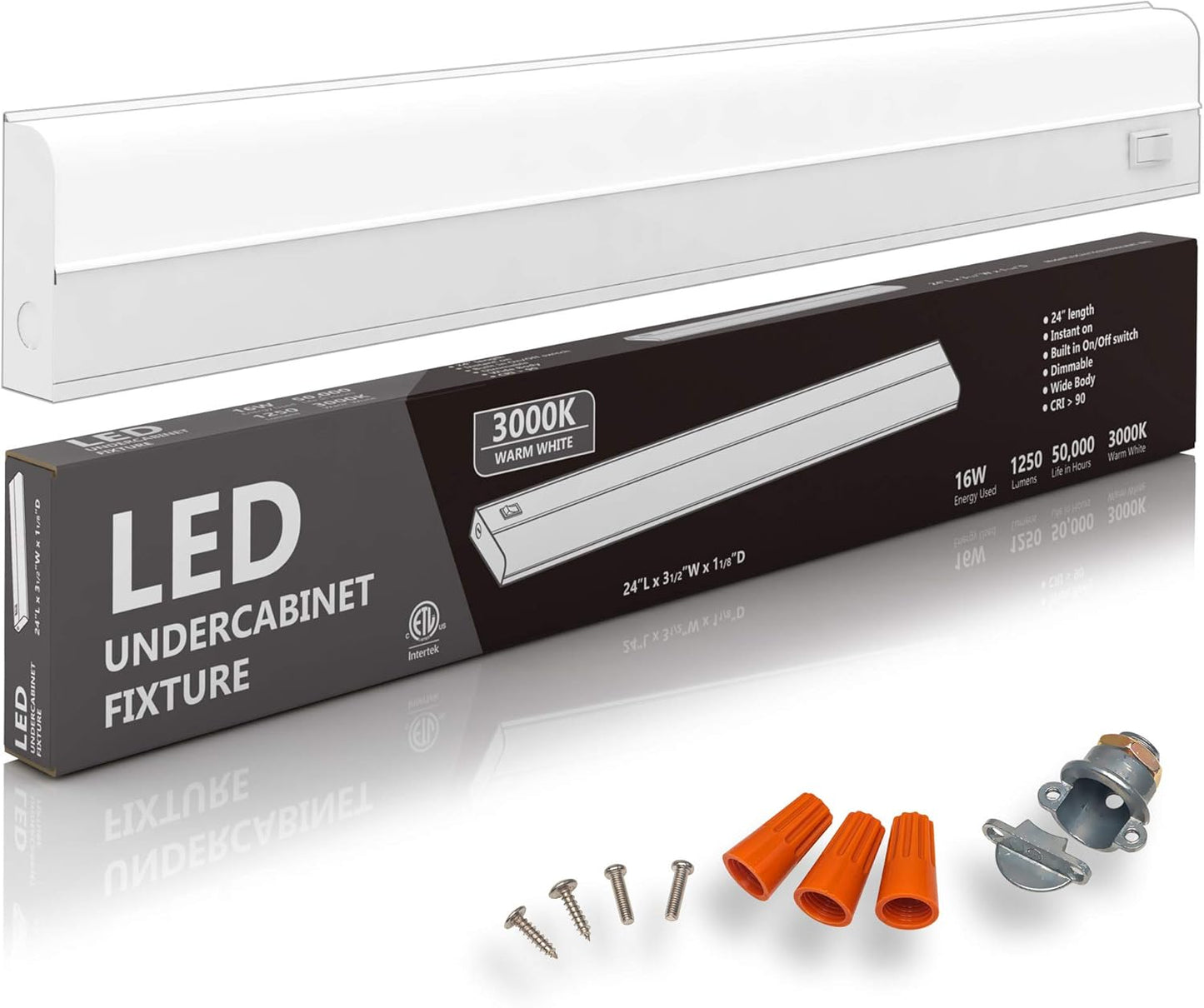 Hardwired LED Under Cabinet Lighting - Dimmable 3000K Warm White