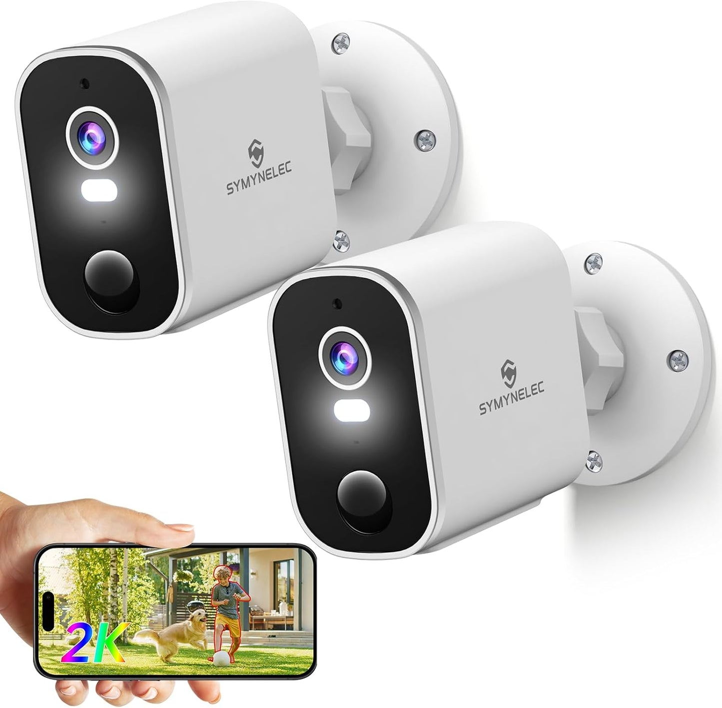 SYMYNELEC 2K Wireless Cameras: AI Motion Detection & Color Night Vision