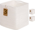 11x11 Cube Storage Bins 3-Pack - Small Woven Cotton Rope Baskets