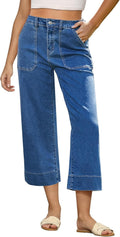 Capri Jeans for Women High Waisted Wide Leg - Comfortable Stretch