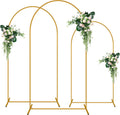 3 Pack Arch Backdrop Stand (7.2FT/6.6FT/6FT) - Gold Metal Wedding Arch