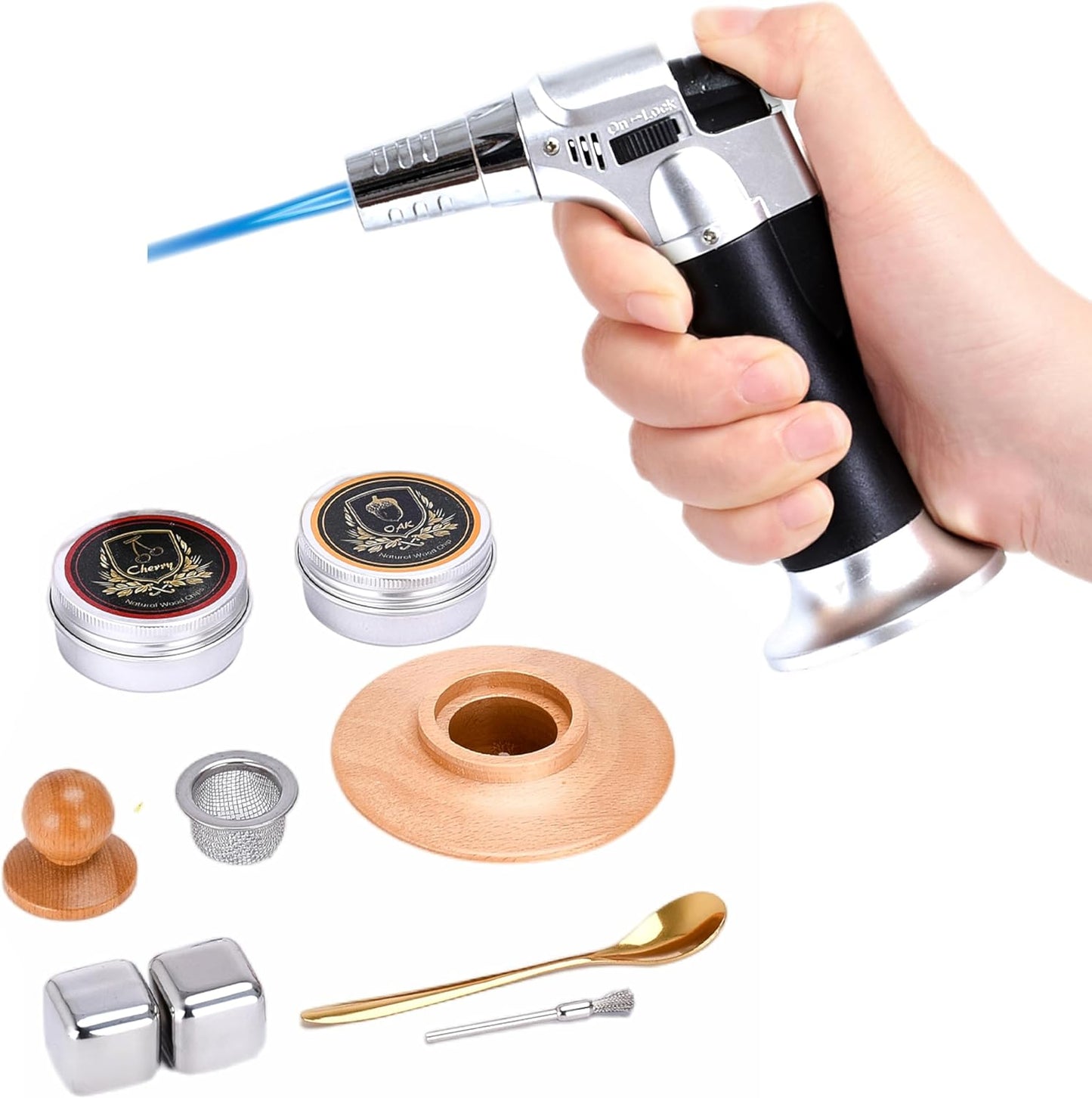 Whiskey Smoker Kit - Enhance Bourbon with Silver Torch