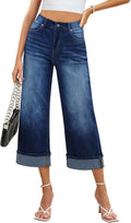 Wide Leg Jeans High Waisted Crop Pants - Flattering Stretchy Fit