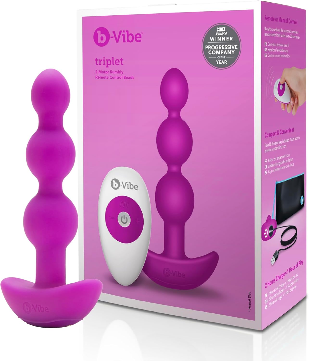 b-Vibe Triplet Anal Beads - Vibrating Silicone Remote Control
