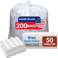 Premium 50 Gallon Trash Bags - Heavy Duty Clear Garbage Bags