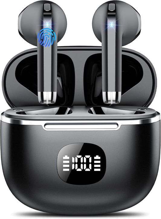 TIMU Wireless Earbuds: 50H Playtime, Deep Bass, 4-Mic Noise Cancelling