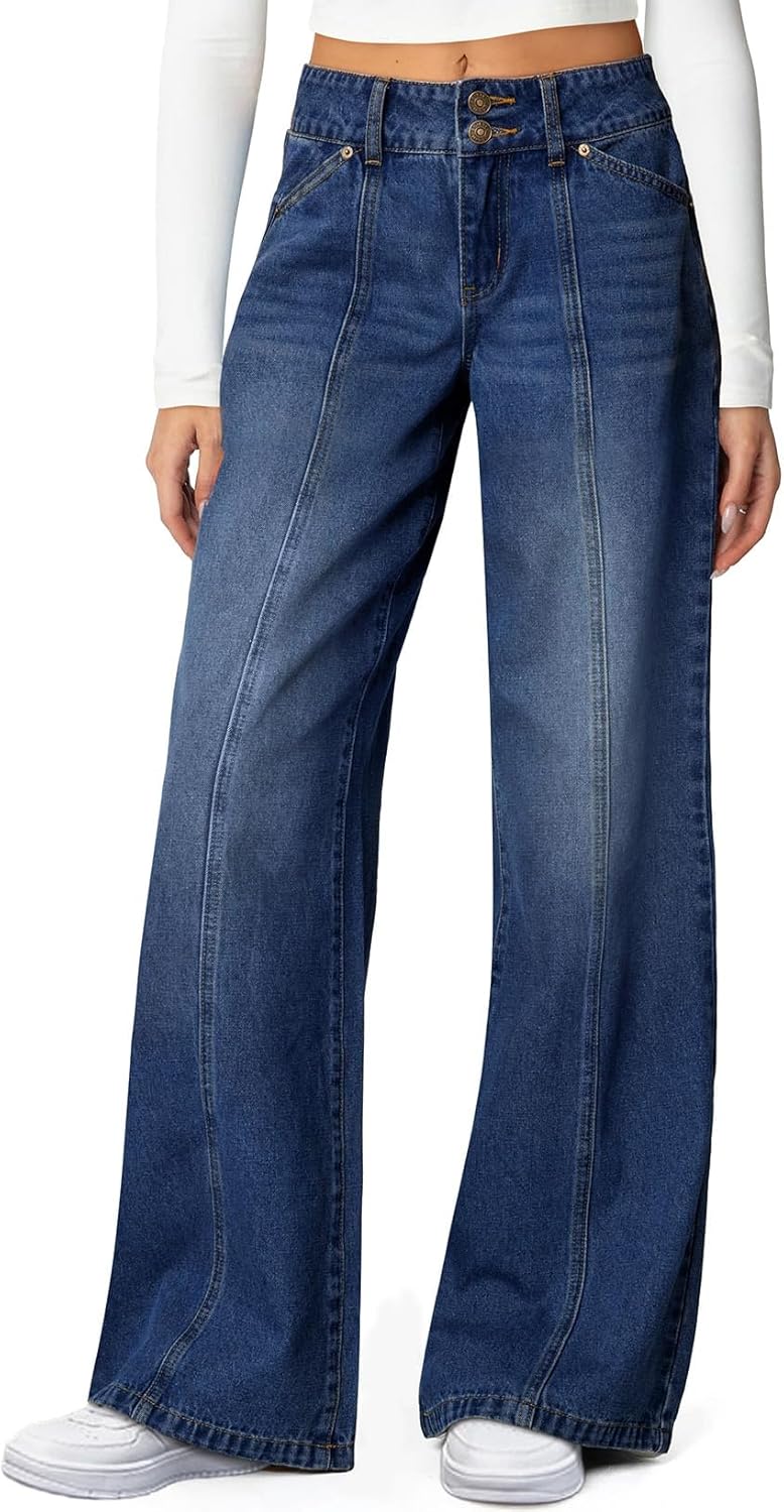 Sidefeel Women's High Waisted Wide Leg Jeans for Trendy Style