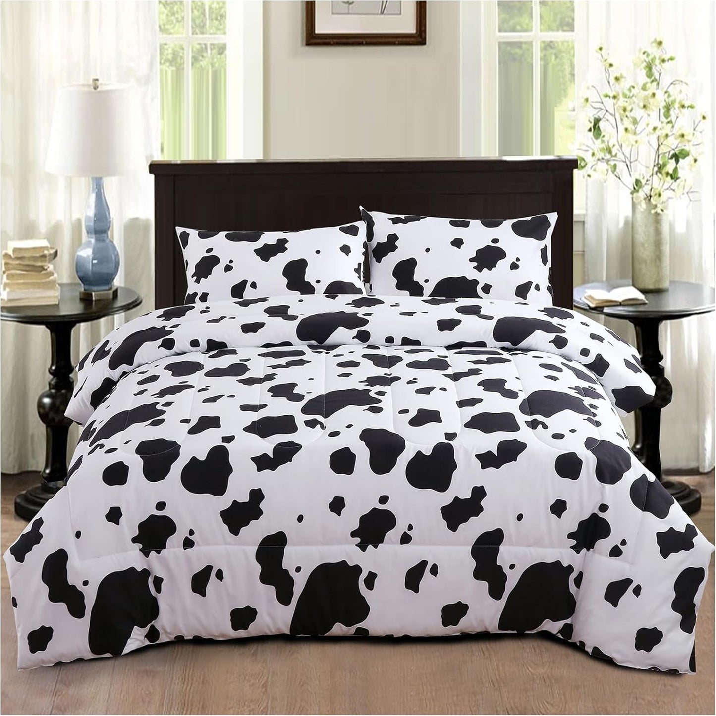 PERFEMET Cow Print Comforter Set King Size Soft Bedding Set