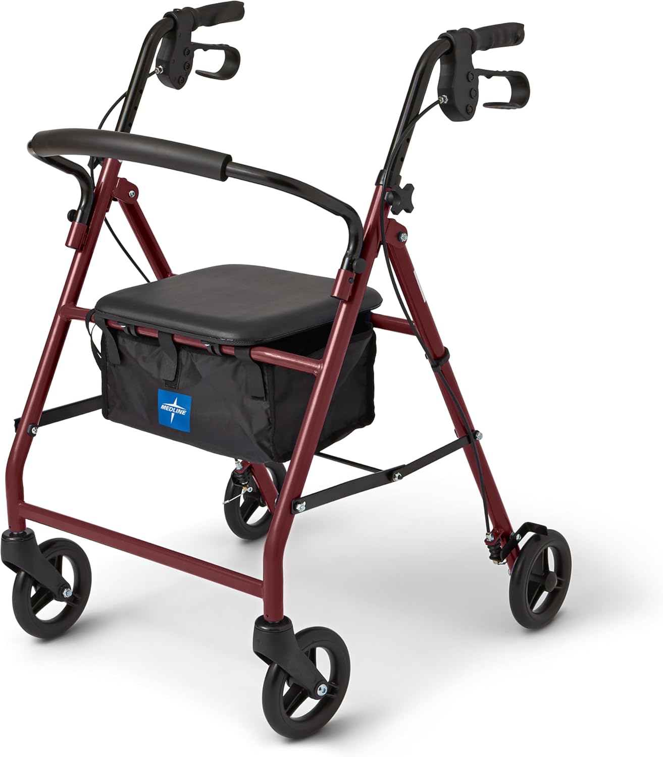 Medline Aluminum Rollator Walker with Seat for Seniors Comfort