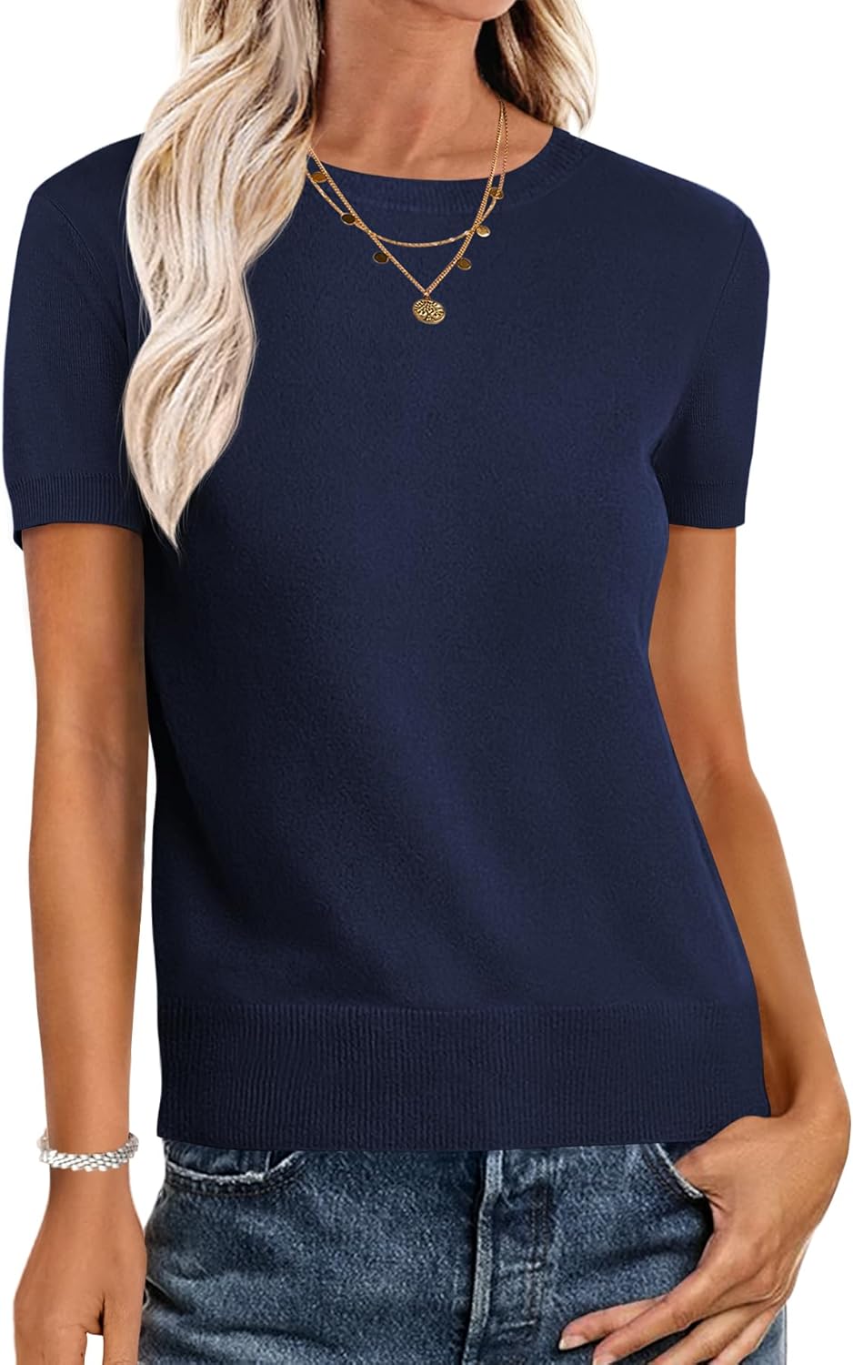 Womens Short Sleeve Sweaters for Business Casual Work Tops