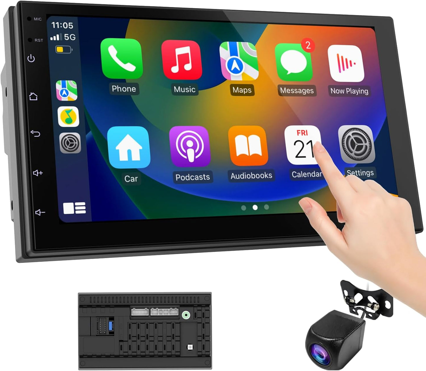 Wireless CarPlay Screen & Android Auto 7 Inch Double Din Stereo